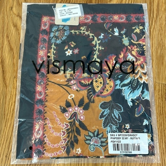 VISMAYA Rhapsody Square Oversized Rayon Scarf Bold Graphic Abstract Print 25x25 - Picture 2 of 4